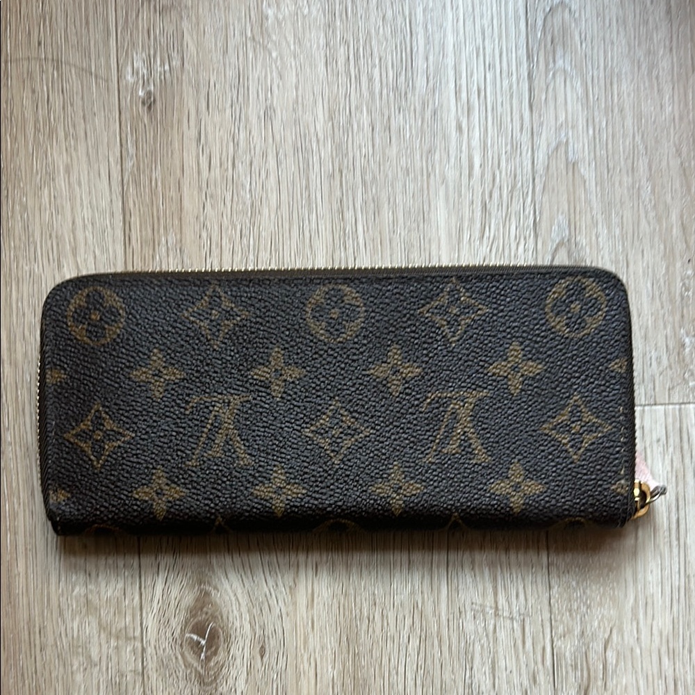 Louis Vuitton Brown Monogram Clemence Wallet with Pink interior